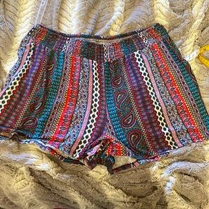 EUC Bobbie Brooks Multicolored Jewel-Tone STRETCHY Sleep Shorts, Sizes 2x & 3x